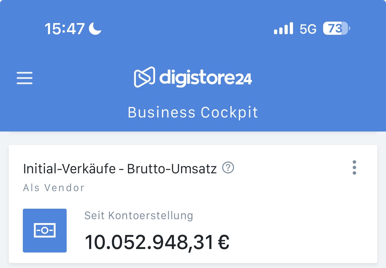 Digistore24 Business Cockpit: 10 Millionen Euro Umsatz